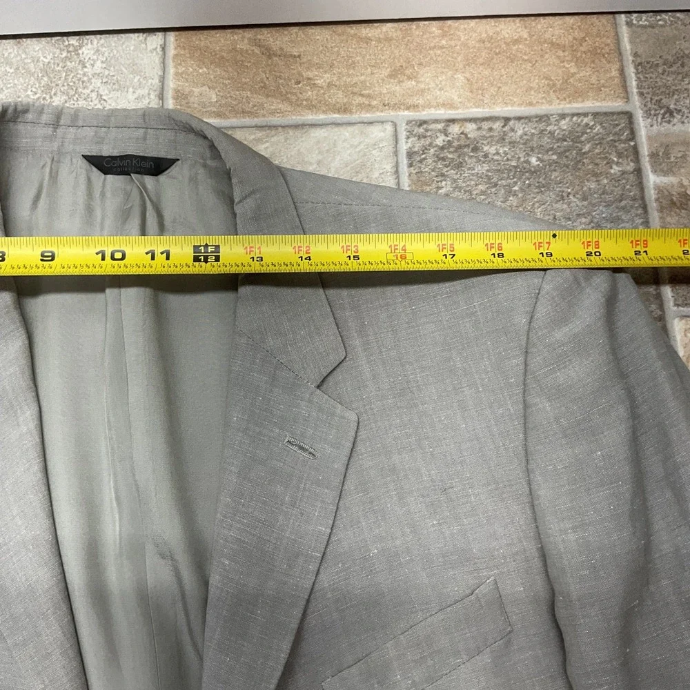 Calvin Klein Collection Grey Wool Linen Blazer Sport Coat Size 54 Regular